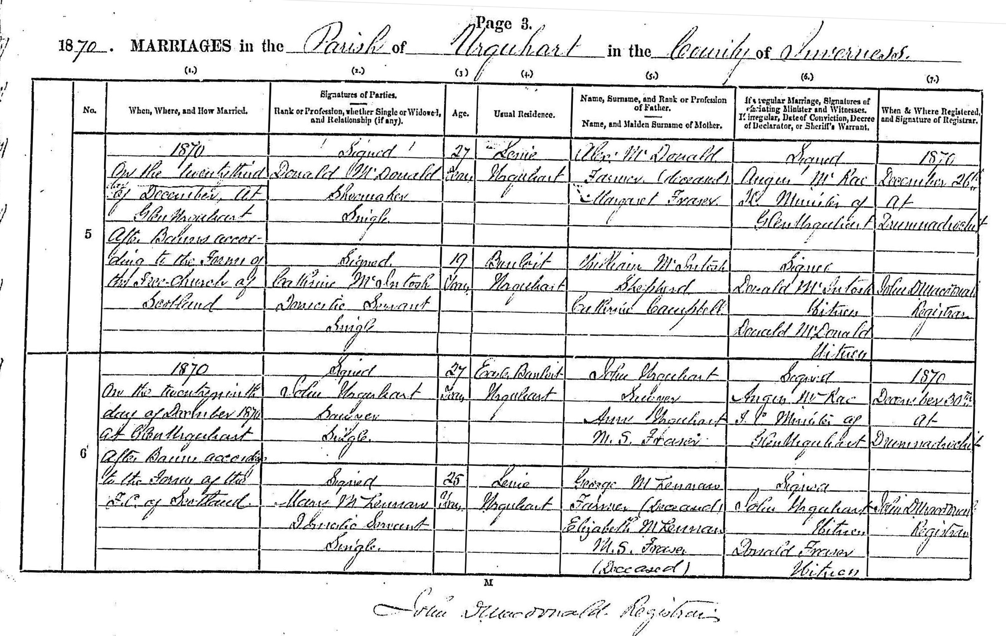 Photo of headstones/Mary McLennan & John Urquhart mg rcd 1870 Urquhart, Inverness